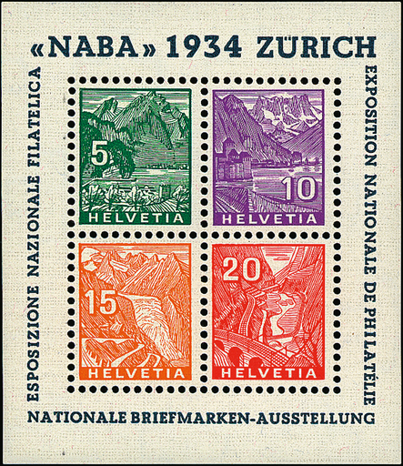 [7410.1.07] 1934, Nationale Briefmarkenausstellung in Zürich (NABA)