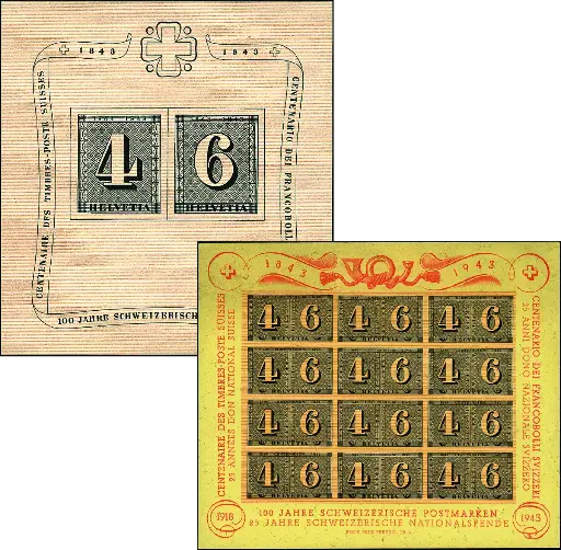 [7410.14.04] 1943, 100 Jahre Schweizerische Postmarken und Luxusblatt
