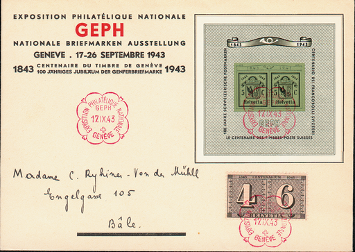 [7411.18.02] 1943, Nationale Briefmarkenausstellung in Genf (GEPH)