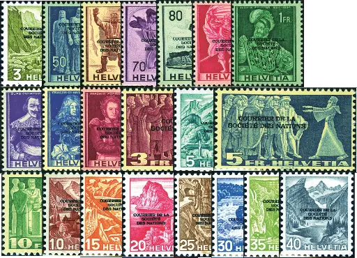 [7440.71.01] 1944, SDN (D III) Völkerbund in Genf Komplett-Kollektion