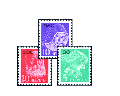 [7568.14.17] 1935-1943, Krankenpflegerinnen und Bildnis Henri Dunants, Kreidepapier, glattes Papier