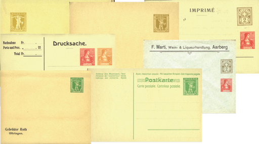 [7591.1907.09] 1907, Spezial-Kollektion mit 7 amtlichen, taufrischen Ganzsachen