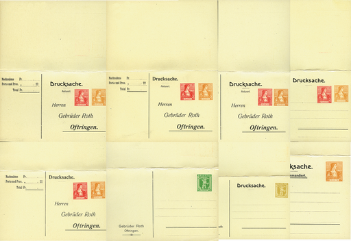 [7591.1907.04] 1907, private Nachnahme-Drucksachen mit 10 +12 Rp. Helvetia Brustbild