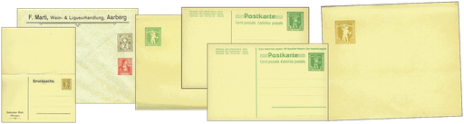 [7591.1907.08] 1907, Spezial-Kollektion mit 6 amtlichen Ganzsachen