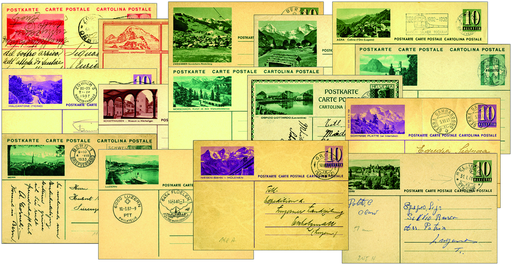 [7591.1930.01] 1930-1990, Kollektion von 15 Bildchen-Postkarten