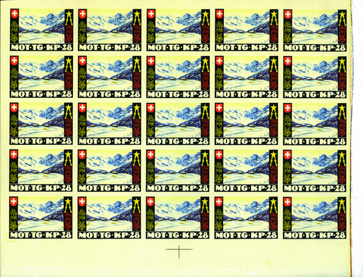 [7594.46.05] Telegraphenpioniere Mot.Tg.Kp. 28, Lastwagenkolonne, ungezähnt, 25er-Originalbogen