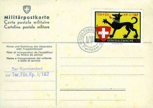 [7594.393.07] 1940, Ter.Füs.Kp.1-187 GENERALSWACHE