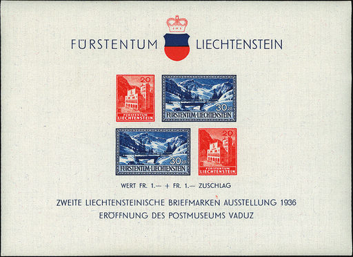 [7840.14.01] 1936, 2. Liechtensteinische Briefmarkenausstellung und Eröffnung des Postmuseums in Vaduz