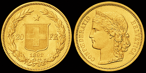 [7872.1891.01] 1891, 20 Fr. Goldmünze "HELVETIA"