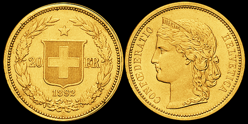 [7872.1892.01] 1892, 20 Fr. Goldmünze &quot;HELVETIA&quot;