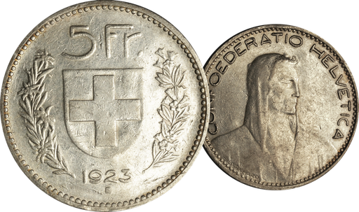 [7876.1923.01] 1923, 5 Fr. Silber-Kursmünze Hirtenkopf