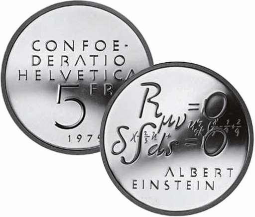 [7881.1979.01] 1979, 5 Fr. Gedenkmünzen &quot;Albert Einstein, Formel&quot;