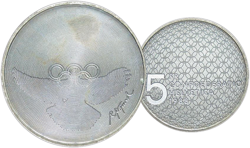 [7881.1988.01] 1988, 5 Fr. Gedenkmünzen &quot;Olympische Bewegung&quot;