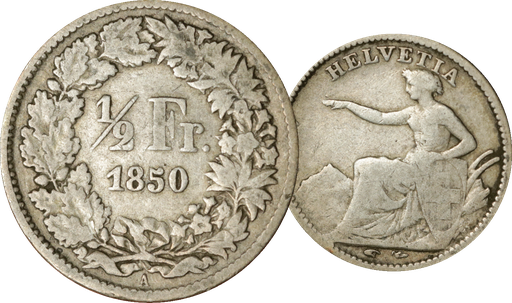 [7883.1850.01] 1850, 50 Rp. Silber-Kursmünze Sitzdende Helvetia