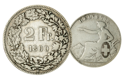 [7885.1860.01] 1860, 2 Fr. Silber-Kursmünze Sitzende Helvetia