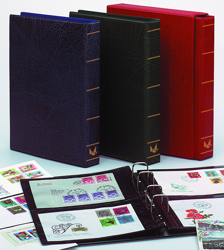 [7903.100.01] Universal-Album rot mit Schutzkassette und 20 Taschen