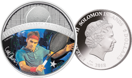 [7985.2018.01] 2018, Silber-Sondermünze &quot;Roger Federer-Legends of Sports&quot;, Salomon Islands