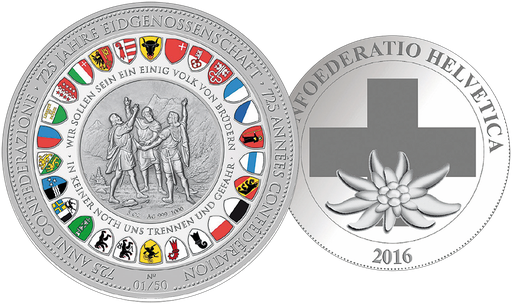 [7986.2016.30] 2016, 5 Unzen Gedenkprägung &quot;725 Jahre in der Eidgenossenschaft&quot;
