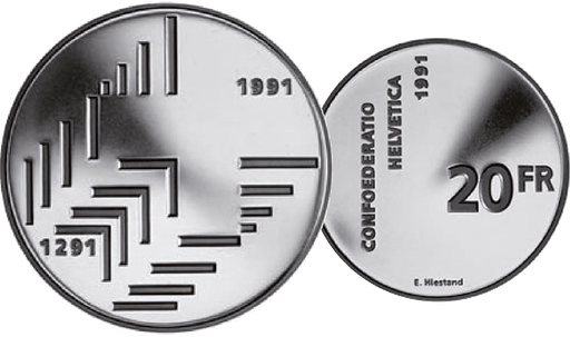 [7996.1991.02] 1991, 20 Fr. Gedenkmünze "700 Jahre Schweizerische Eidgenossenschaft"