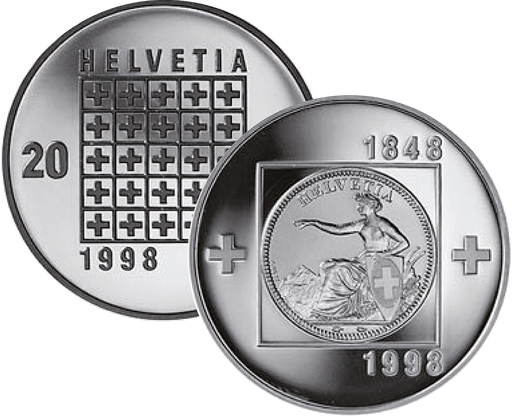 [7996.1998.05] 1998, 20 Fr. Gedenkmünze "150 Jahre Schweizerischer Bundesstaat"