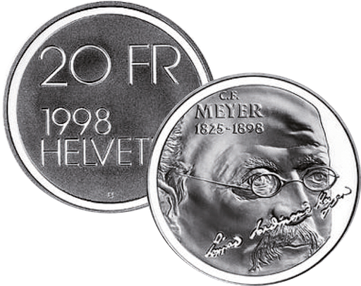 [7996.1998.06] 1998, 20 Fr. Gedenkmünze &quot;100. Todestag Conrad Ferdinand Meyer&quot;