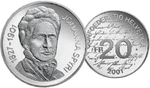 [7996.2001.06] 2001, 20 Fr. Gedenkmünze "Johanna Spyri"