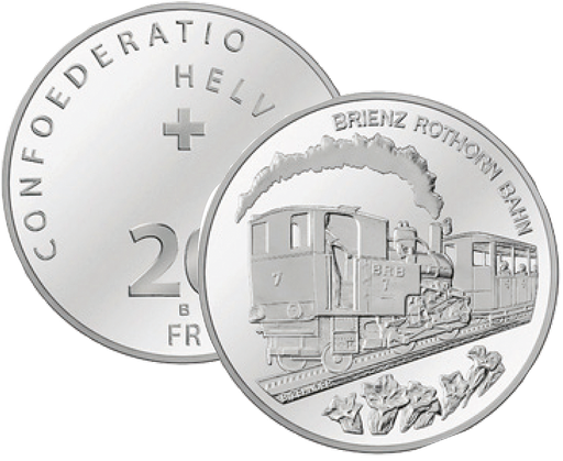 [7996.2009.59] 2009, 20 Fr. Gedenkmünze "100 Jahre Brienz-Rothorn-Bahn"