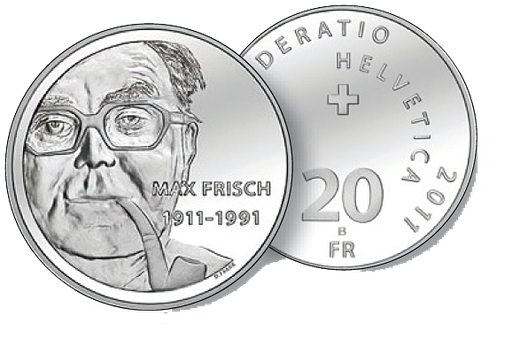 [7996.2011.64] 2011, 20 Fr. Gedenkmünze "100. Geburtstag von Max Frisch"