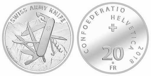[7996.2018.03] 2018, 20 Fr. Gedenkmünze "Swiss Army Knife"