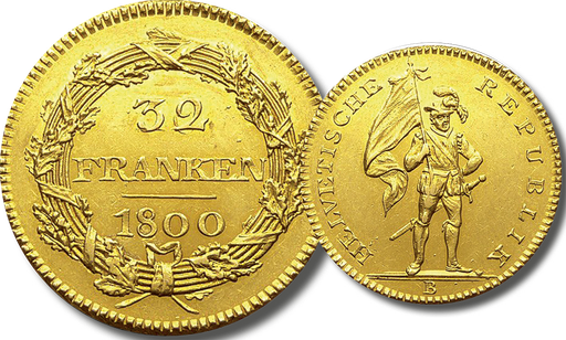 [7997.1800.02] 32 Franken Doppelduplone Helvetische Republik