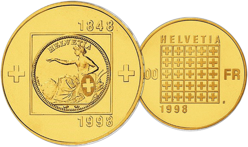 [7997.1998.01] 100 CHF "150 Jahre Schweiz. Bundesstaat"