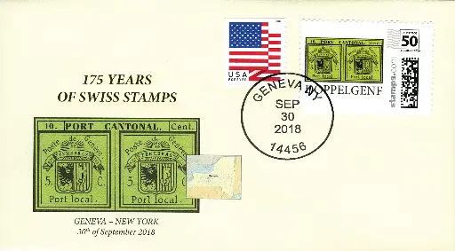 [9100.2018.03] 2018, US-Zazzle Briefmarke "175 Jahre Schweizer Briefmarken"