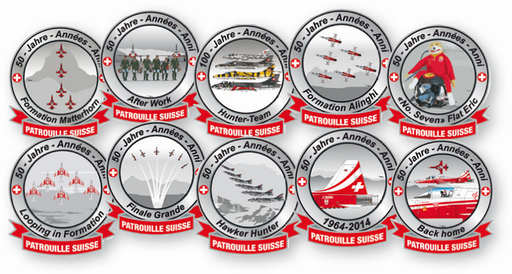 [9934.2018.01] 10 versch. Pins &quot;Patrouille Suisse&quot;