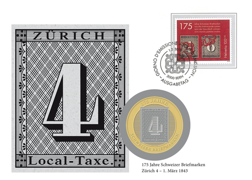 [9959.115.01] 2018, 175 Jahre Schweizer Briefmarken - Zürich 4