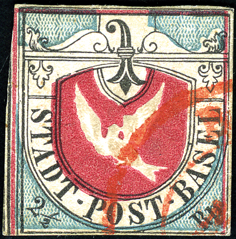 [7020.8.70] 1845, Basler Taube schwarz/blau/karmin
