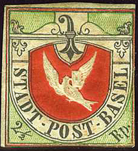 [7022.8.10] 1845, Basler Taube, schwarz-grün-zinnoberrot