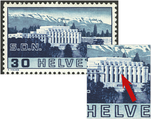 [7300.212.04] 30 Rp. Völkerbundspalast, "Gebrochene Säule"