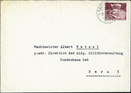 [7300.1950.04] 1950, General Guisan, Dankesbrief ins Bundeshaus Ost