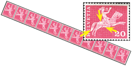 [7300.358.08] 20 Rp. Postreiter, karminrot, "Staubwolke beim Reiter"