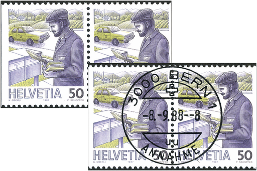 [7300.738.21] 50 Rp. Postbote heute, "Stark verschobener Schnitt"