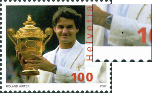 [7300.1229.05] 100 Rp. Roger Federer, "Schwarzer Manschettenknopf am Ärmel"