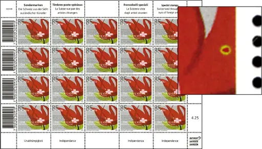 [7300.1320.01] 85 Rp. Zwang, "Markanter gelber Putzer" auf dem rechten Blütenblatt