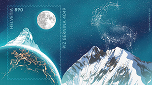 [7321.1.10] Crypto Stamp &quot;Piz Bernina mit Steinbock&quot;