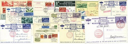 [7370.1924.01] 1924-2014 FLUGPOST: Spezialkollektion mit über 115 tollen Belegen, dabei seltene Erst-, gesuchte Sonderflüge, Bundesfeier-, Zeppelin- und Jubiläums-Flugpost.