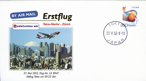 [7371.2012.17] 2012, Erstflug Edelweiss Airlines Tokio-Narita - Zürich