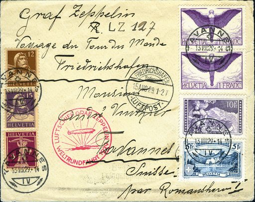 [7372.102.08] 1929, ZeppelinWeltrundfahrt: Friedrichshafen-Friedrichshafen