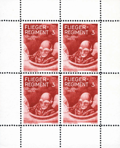 [7594.3.24] 1939-40 Flieger-Regiment 3, Pilot im Cokpit bräunlichkarmin (Kat.Nr.39), Blockausgabe