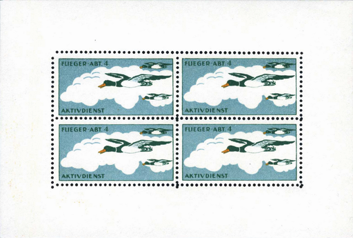 [7594.49.05] 1940 Flieger Abteilung 4, Wildenten im Überflug blaugrün, Blockausgabe