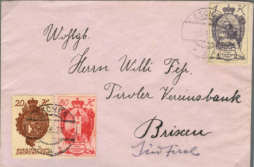 [7820.28.01] 1920, Wappenmuster, Landschaften und Fürstenbilder