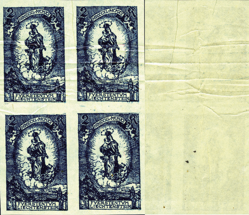 [7820.42.02] 2 Kr. dunkelblau, "Vorder- und rückseitig gummiert"